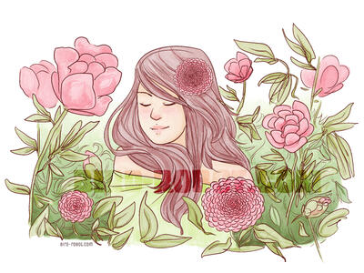 Commission: girl with carnations.