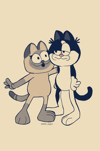 Commission: commissioner's cats as Garfield and Nermal.